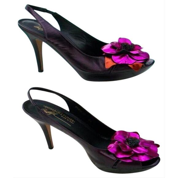 Donald J. Pliner | Shoes | Donald Pliner Dark Purple  Donald Pliner Dark Purple Metallic Leather Shoe New Platform Peep Toe NIB $395